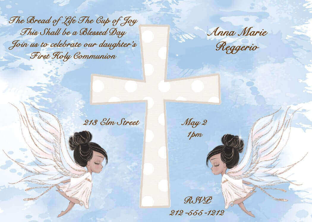 Cross First Holy Communion Party Invitations